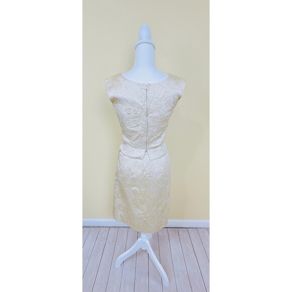 1960s Vintage Gold and Cream Brocade Suit / 60s Metallic Satin Jacket, XS - Picture 5 of 7